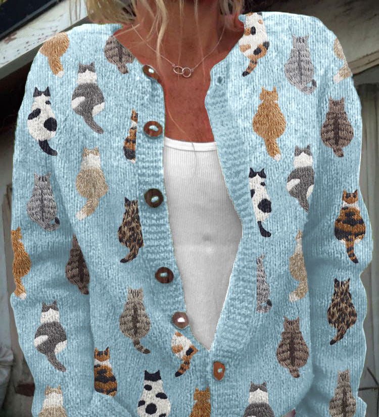 Sabine | Strickjacke mit Katzenmotiven
