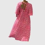 Christiane | Maxikleid mit Federmotiv-Print und V-Ausschnitt