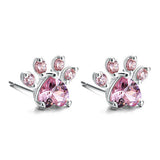 Rose Gold Pfoten Schmuckset – 4-teilig mit Zirkonia-Herz (Ring, Halskette, Ohrringe, Armband)