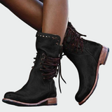 Stiefeletten aus Leder mit Schnürsenkeln