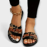Kreuzband Sandalen mit Leopardenmuster