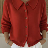 Beate | Kurze Strickjacke mit Knopfkragen