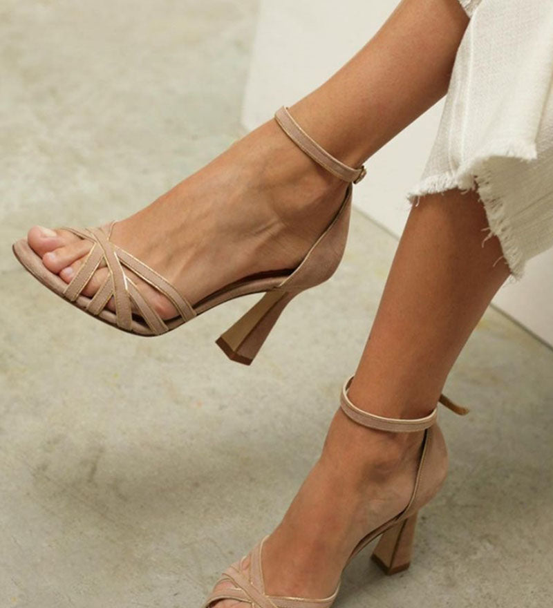 Elviera - Patchwork-Sandalen mit runder Zehenkappe und schmaler Ferse