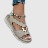 Luna | Kustsandalen mit Schmuckring