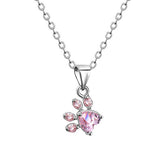 Rose Gold Pfoten Schmuckset – 4-teilig mit Zirkonia-Herz (Ring, Halskette, Ohrringe, Armband)