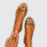 Petra | Feine Metallic-Sandalen mit Riemenfächer