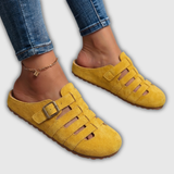 Clara | Wildleder-Mules mit offenen Riemen und Schnalle