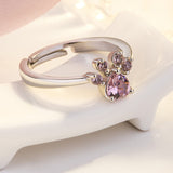 Rose Gold Pfoten Schmuckset – 4-teilig mit Zirkonia-Herz (Ring, Halskette, Ohrringe, Armband)