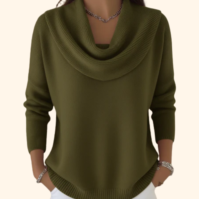 Judith | Weicher Strickpullover mit Wasserfallkragen