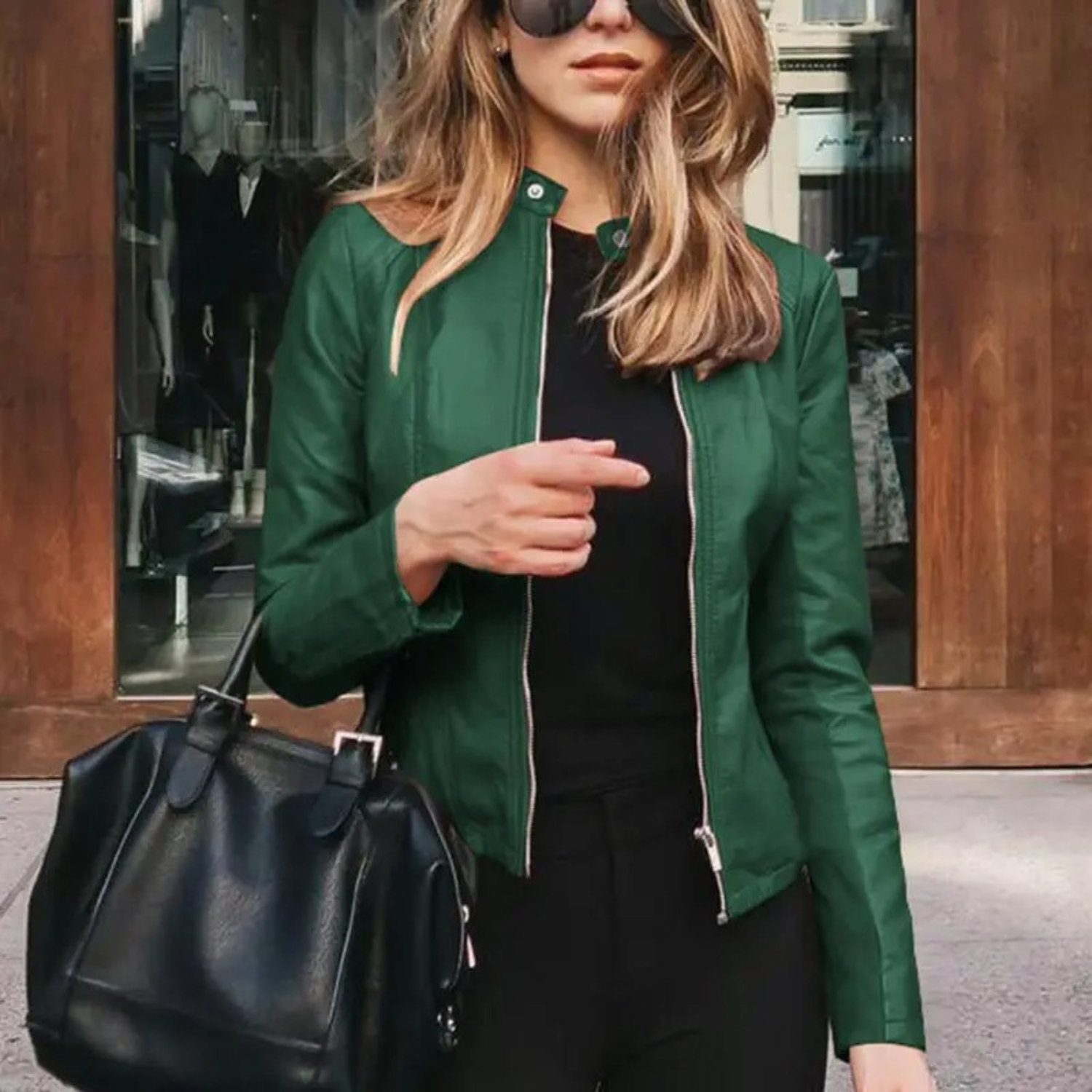 Elke | Kurze Lederjacke mit Stehkragen Jacke