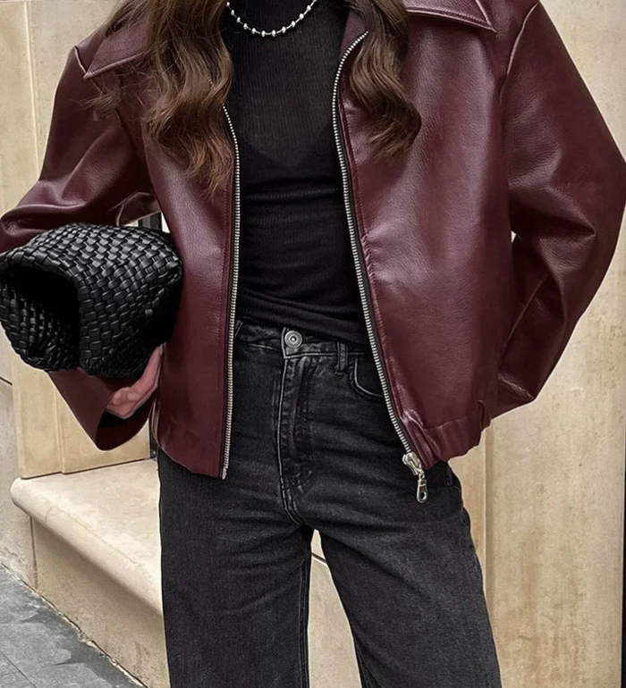 Theresia | Kurze Bomberjacke in Bordeaux Jacke