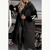 Angelika | Lange Kapuzenjacke mit Strickärmeln