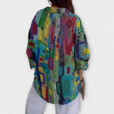 Line | Bluse mit abstraktem Kunstprint und Hemdkragen