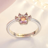 Rose Gold Pfoten Schmuckset – 4-teilig mit Zirkonia-Herz (Ring, Halskette, Ohrringe, Armband)