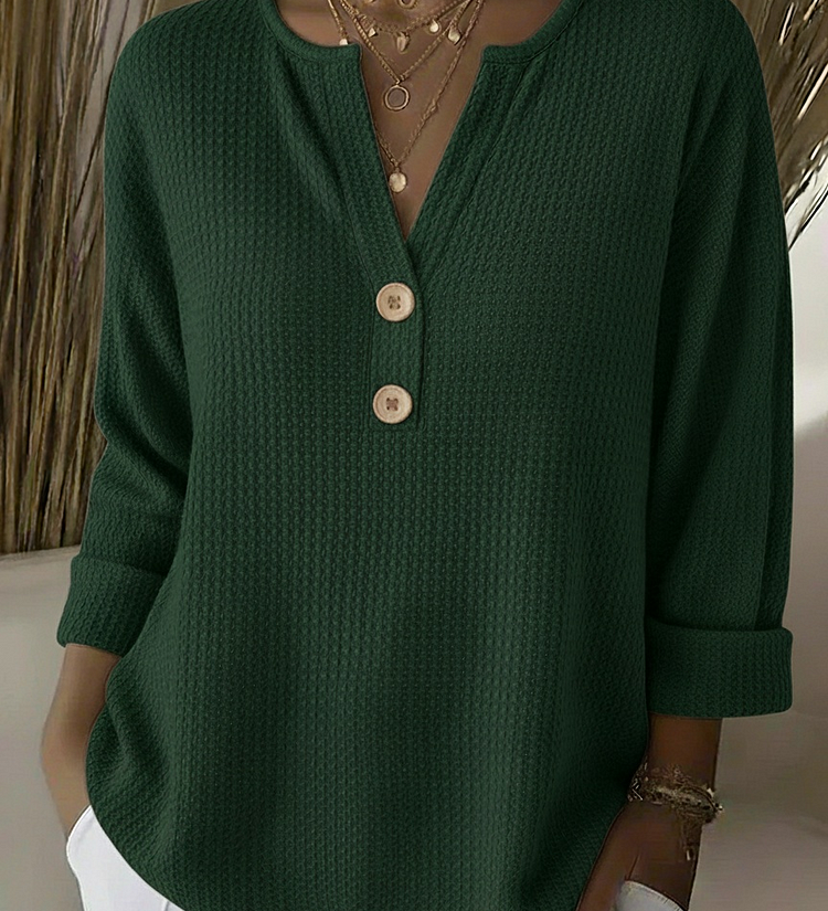 Magdalena | Weiche Waffelstrick-Henley Bluse