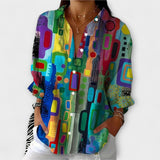 Line | Bluse mit abstraktem Kunstprint und Hemdkragen