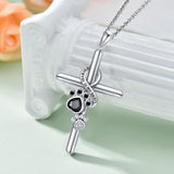 925er Sterling Silber Halskette mit Pfote und Kreuz