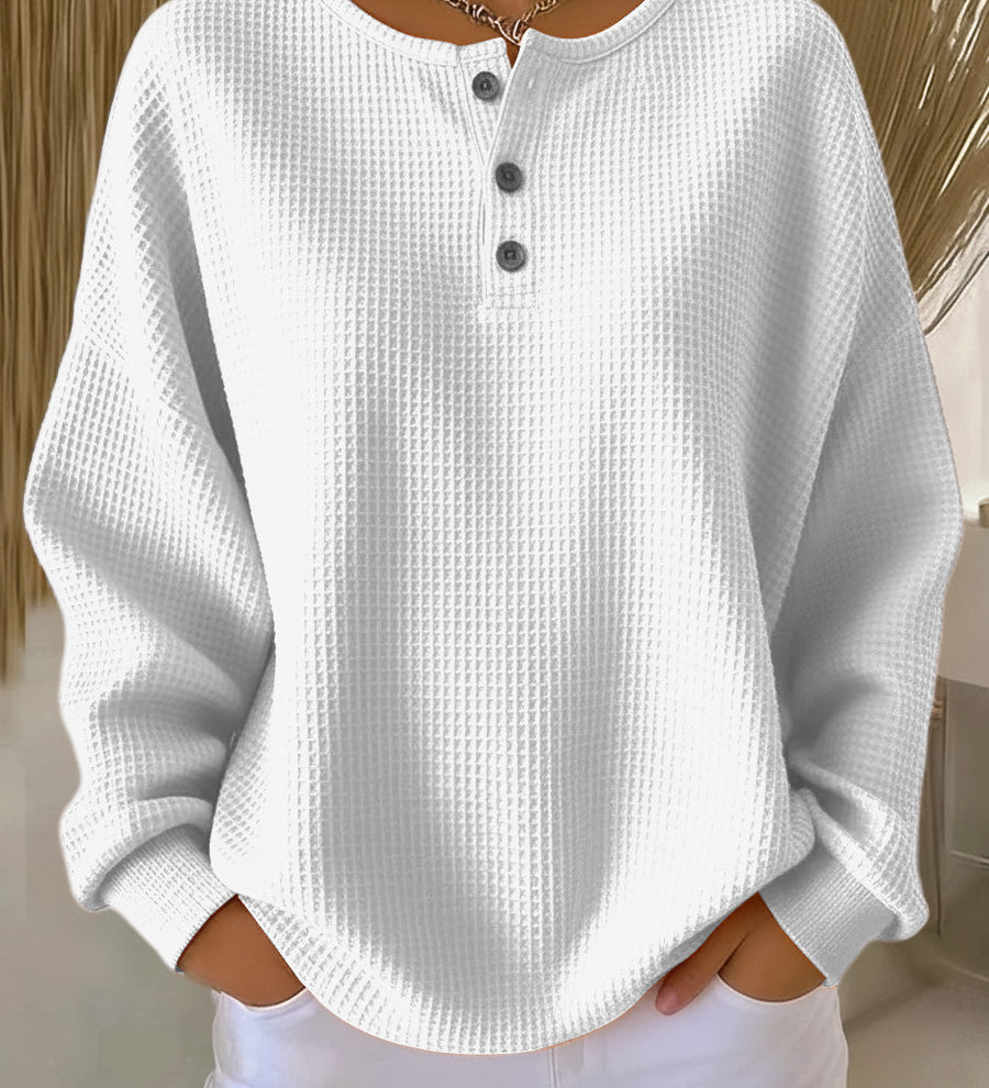 Heidi | Weiches Waffel-Henley-Sweatshirt