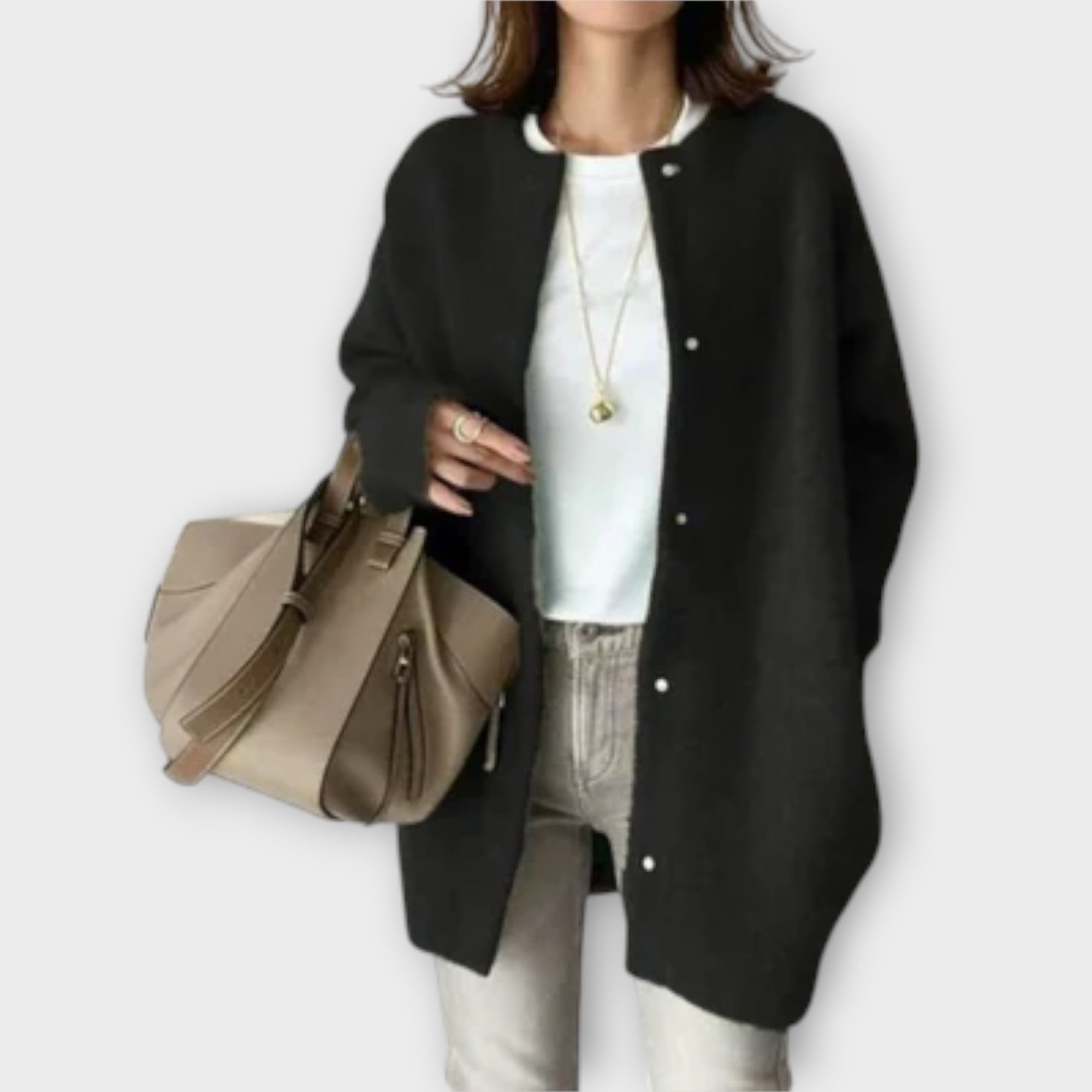 Verena | Oversized Strickjacke mit Druckknöpfen