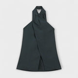 Hannah - Blauer Halter Neck Top mit Rückenausschnitt