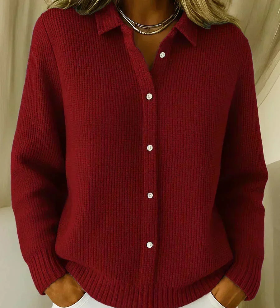 Karin | Strukturierte Waffelstrick Strickjacke