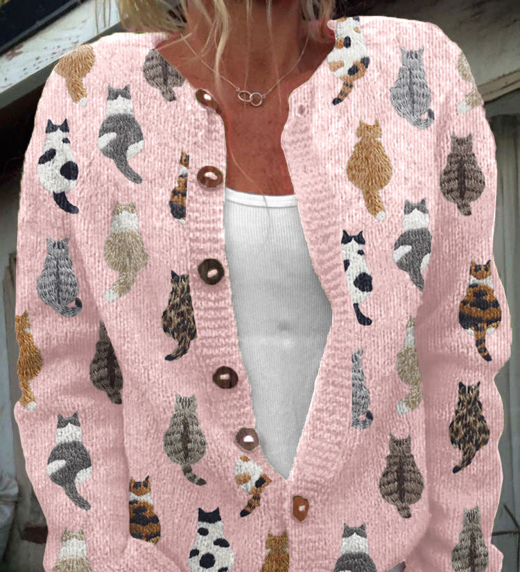 Sabine | Strickjacke mit Katzenmotiven