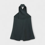 Hannah - Blauer Halter Neck Top mit Rückenausschnitt