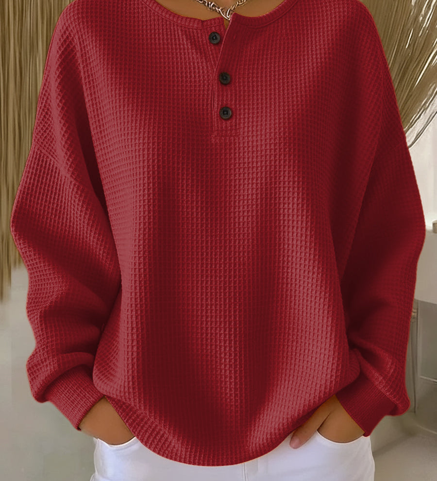 Heidi | Weiches Waffel-Henley-Sweatshirt