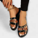 Kreuzband Sandalen mit Leopardenmuster