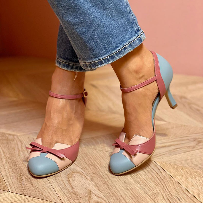 Bellarosa - Bunte Sandalen mit Knoten und Riemen, mit runder Zehenpartie