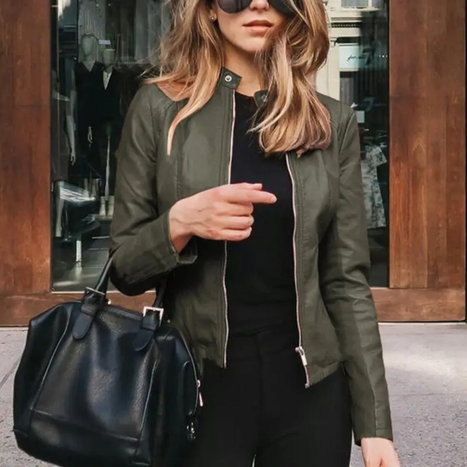 Elke | Kurze Lederjacke mit Stehkragen Jacke