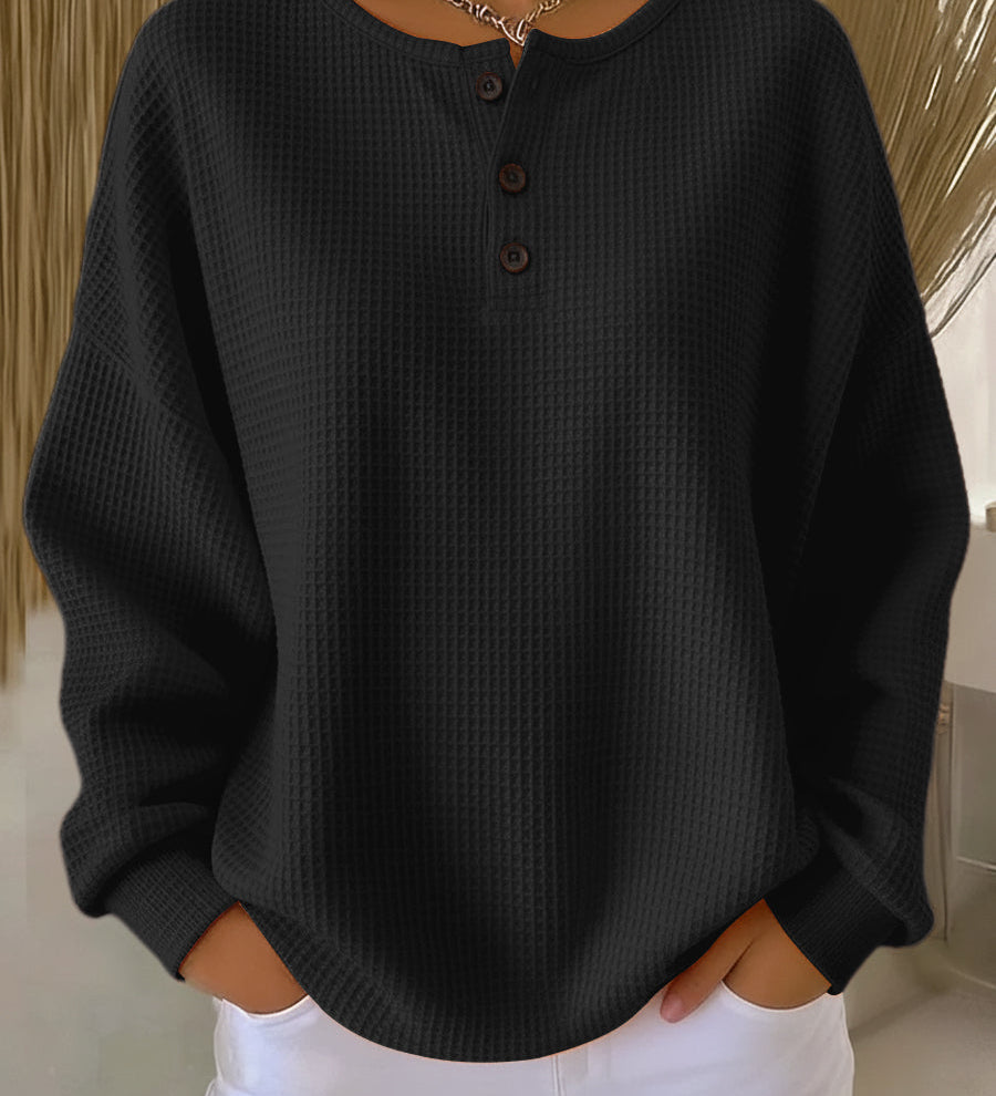 Heidi | Weiches Waffel-Henley-Sweatshirt