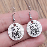 Bohemian Vintage Owl Pendant Earrings