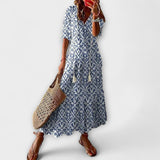 Anna | Fließendes Sommerkleid mit Blumenprint und V-Ausschnitt