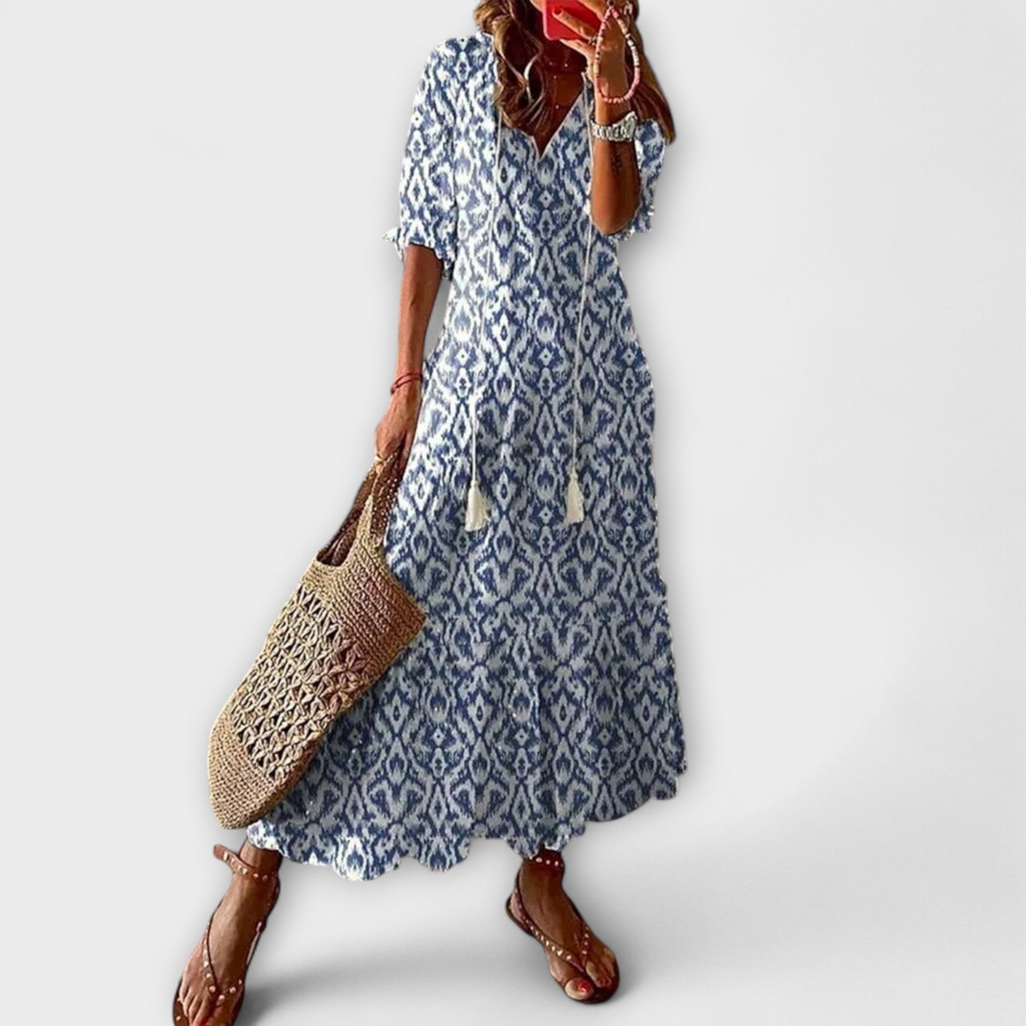 Anna | Fließendes Sommerkleid mit Blumenprint und V-Ausschnitt