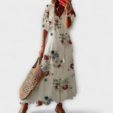 Anna | Fließendes Sommerkleid mit Blumenprint und V-Ausschnitt