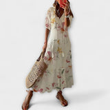 Anna | Fließendes Sommerkleid mit Blumenprint und V-Ausschnitt