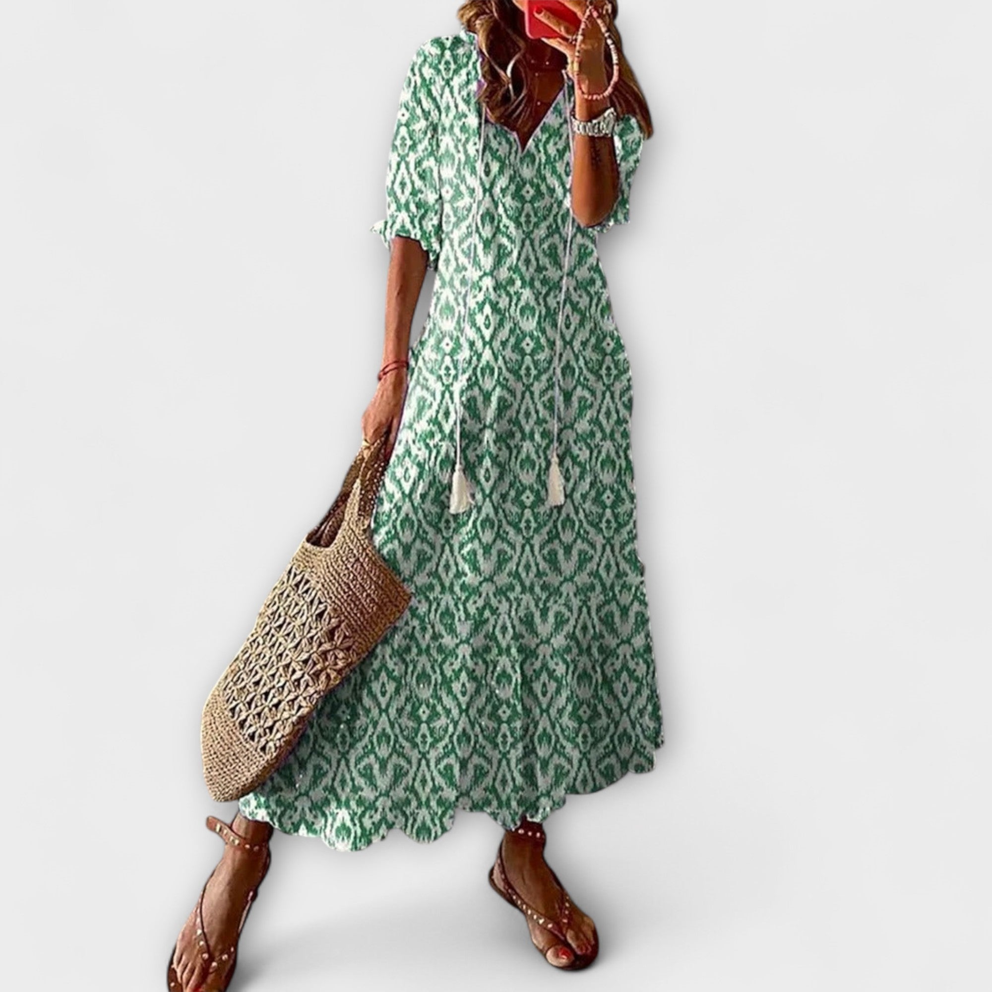 Anna | Fließendes Sommerkleid mit Blumenprint und V-Ausschnitt