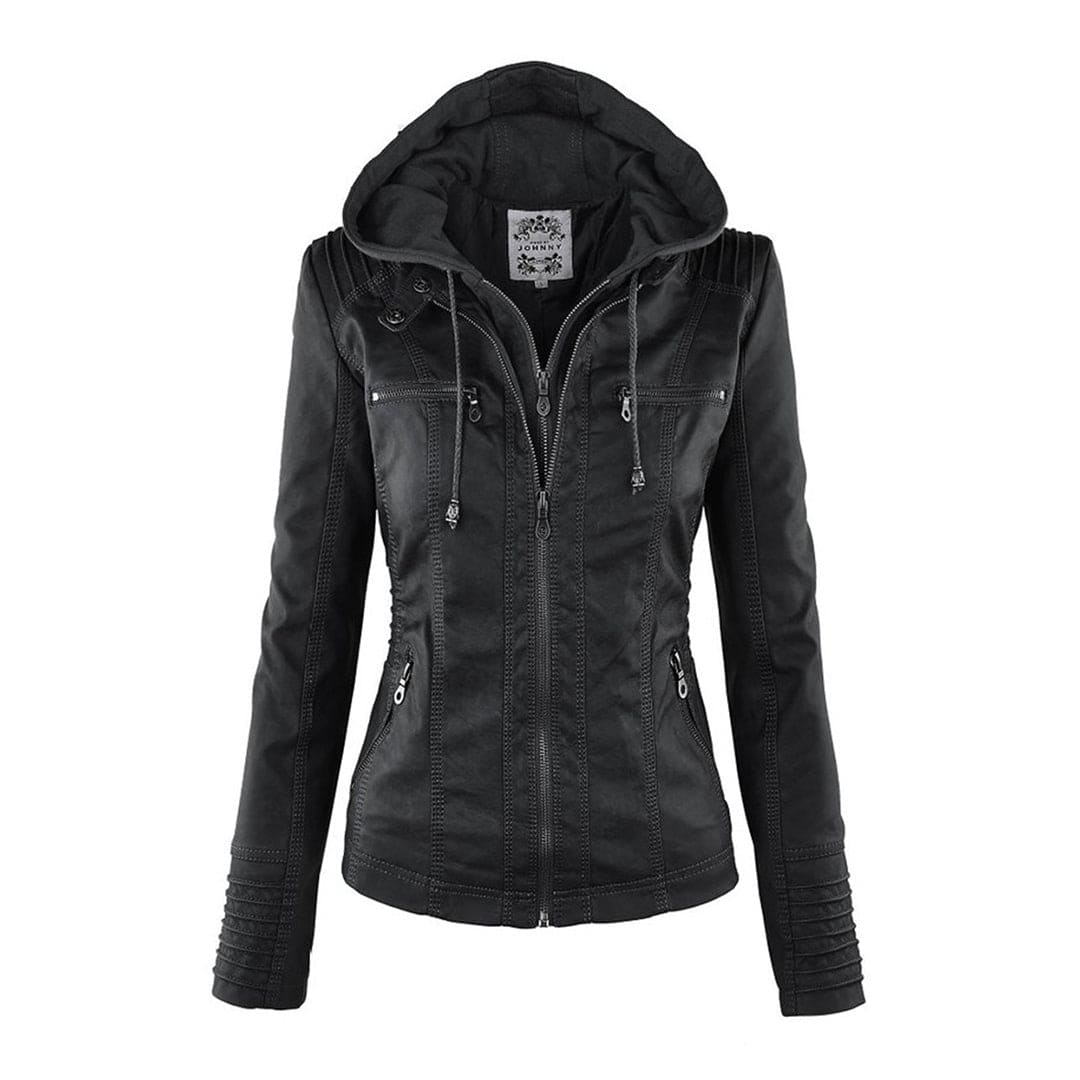Karin | Taillierte Kunstlederjacke in Cognac