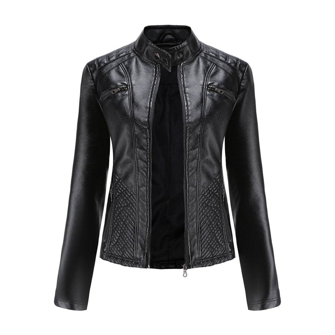 Reinhild | Taillierte Kunstleder-Jacke Jacke