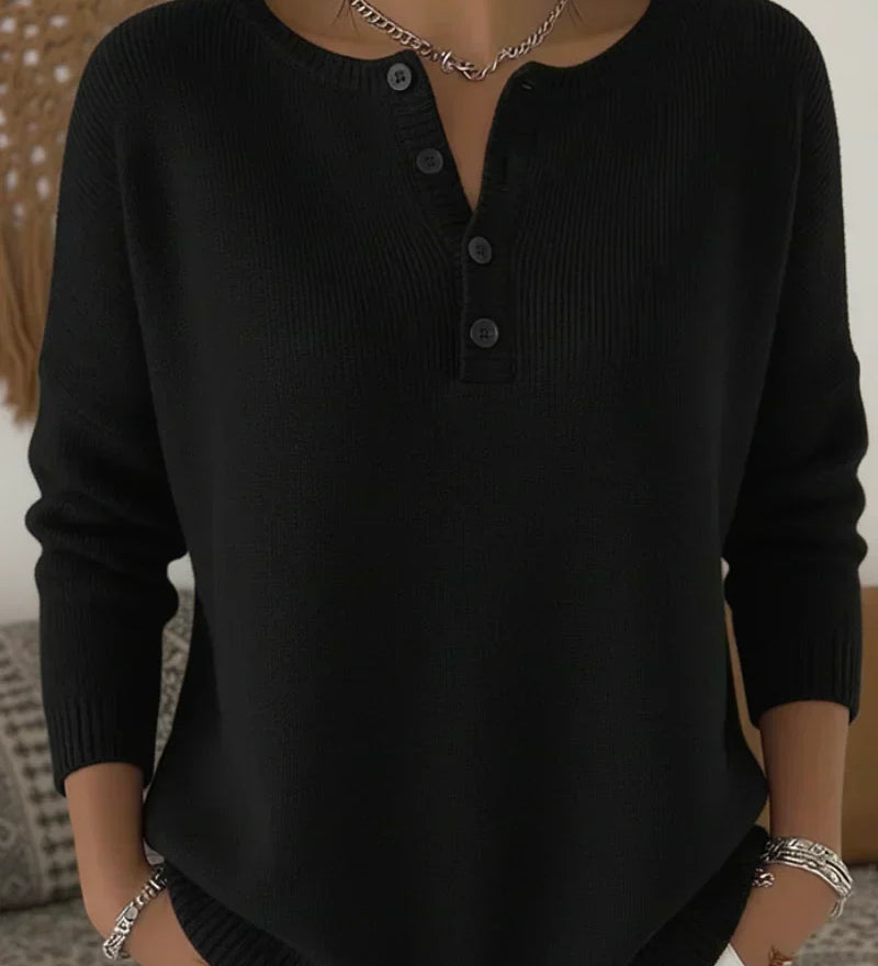 Gerda | Henley-Pullover mit Knopfleiste