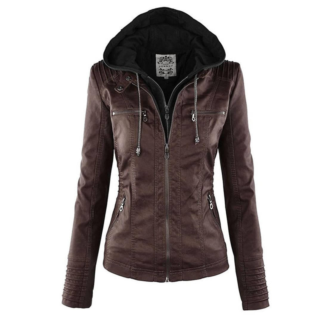 Karin | Taillierte Kunstlederjacke in Cognac