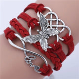 Retro Liebes Schmetterling Lederarmband