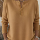 Gerda | Henley-Pullover mit Knopfleiste