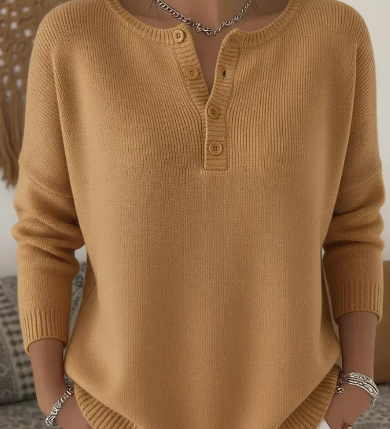 Gerda | Henley-Pullover mit Knopfleiste