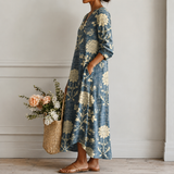 Barbara | Midikleid mit botanischem Blumen-Print