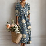 Barbara | Midikleid mit botanischem Blumen-Print