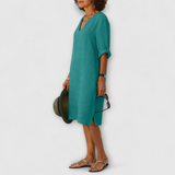 Ellyse | Sommerkleid mit V-Ausschnitt in Petrol