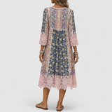 Casey | Kleid mit Vintage-Print und Spitzenkanten