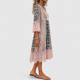 Casey | Kleid mit Vintage-Print und Spitzenkanten